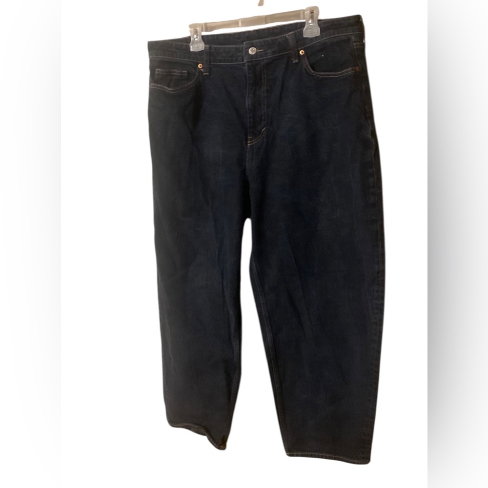 H&M &Denim Barrel Jeans Women’s 18 Loose Fit High Waist Dark Wash 100% Cotton - Picture 3 of 16